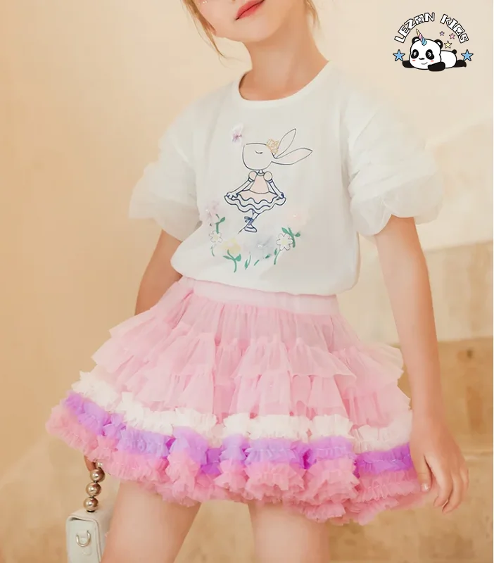 LEZONKIDS - Saia Tutu para Meninas Verão Roupas Infantís Saia Plissada